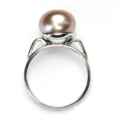 Stříbrný prstýnek, přírodní perla růžová velká, prsten ze stříbra, T 1510