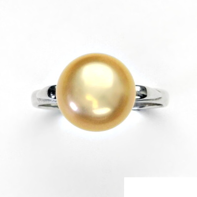 Stříbrný prstýnek, přírodní perla lososová velká, prsten ze stříbra, T 1510 