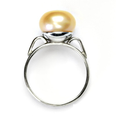 Stříbrný prstýnek, přírodní perla lososová velká, prsten ze stříbra, T 1510 