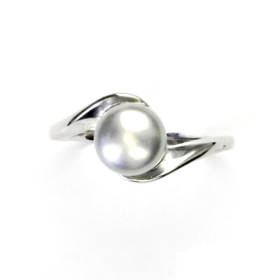 Stříbrný prsten, přírodní říční perla stříbrná, prstýnek ze stříbra, T 1432