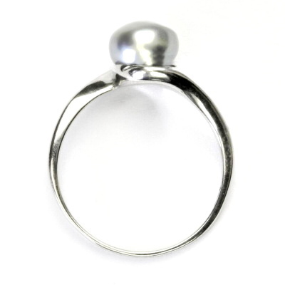 Stříbrný prsten, přírodní říční perla stříbrná, prstýnek ze stříbra, T 1432