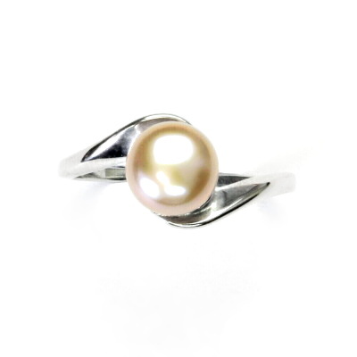 Stříbrný prsten, přírodní říční perla růžová, prstýnek ze stříbra, T 1432