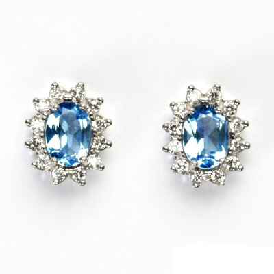 Stříbrné náušnice Kate, přírodní topaz swiss a čiré zirkony, stříbro, NŠ 1480 