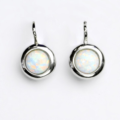 Stříbrné náušnice, bílý syntetický opál,náušnice s opálem,NK 1471