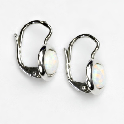 Stříbrné náušnice, bílý syntetický opál,náušnice s opálem,NK 1471