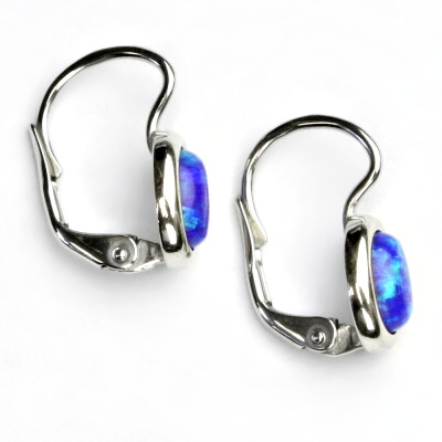 Stříbrné náušnice, fialový syntetický opál - NK 1354 