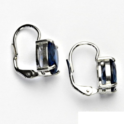 Zlaté náušnice, zirkon tmavý akvamarin, bílé i žluté zlato - NK 1242