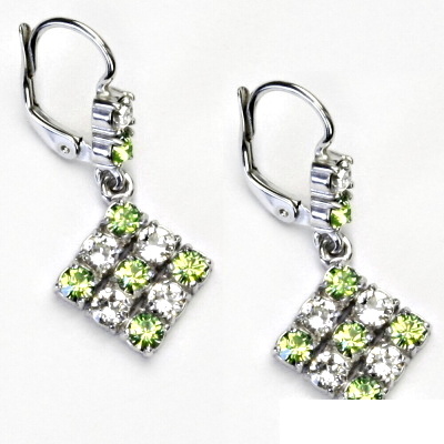 Stříbrné náušnice, Swarovski krystal peridot, čirý, NK 1341/1346