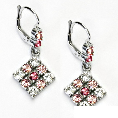 Stříbrné náušnice, Swarovski krystal light rose, rose, čirý, NK 1341/1346 