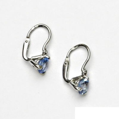 Stříbrné dětské naušnice, zirkon v barvě akvamarinu, stříbro, VE 36