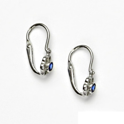 Stříbrné dětské náušnice kytička, spinel -  VE 197