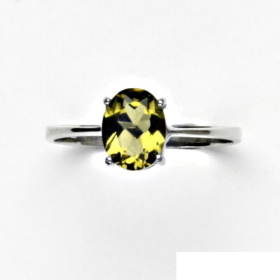 Zlatý prsten, přírodní olivový křemen , bílé i žluté zlato - T 1244 