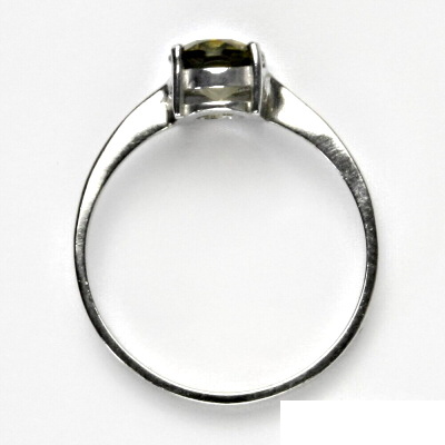 Zlatý prsten, přírodní olivový křemen , bílé i žluté zlato - T 1244 