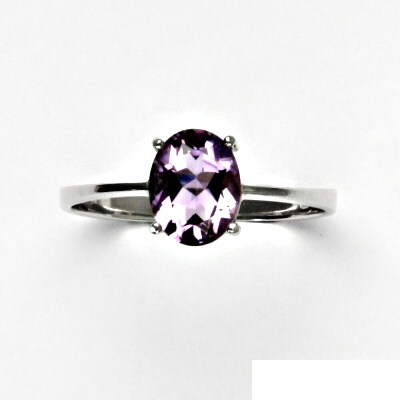 Stříbrný prsten, přírodní světlý ametyst, prstýnek ze stříbra, T 1244 