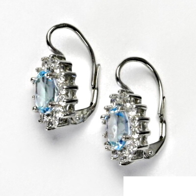 Stříbrné náušnice Kate, přírodní topaz sky a čiré zirkony - NK 1507 