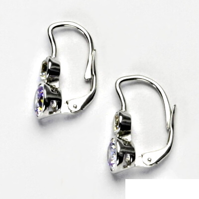 Zlaté náušnice "sněhuláci",bílé i žluté zlato, zirkony čirý a lavender - NK 1033 