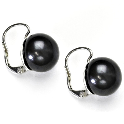 Stříbrné náušnice, přírodní říční perla černá, náušnice ze stříbra, NK 1299 