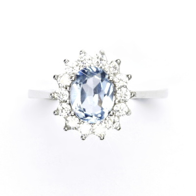 Stříbrný prsten Kate, zirkony akvamarin a čiré - T 1507