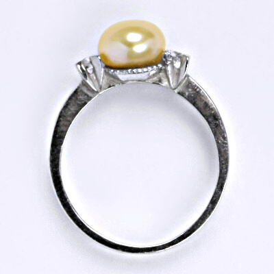 Stříbrný prsten, přírodní lososová perla 8 mm, T 1207 pp