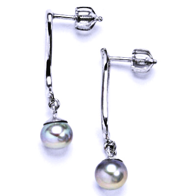 Náušnice stříbrné s přírodní šedou perlou NŠ 1227 pp