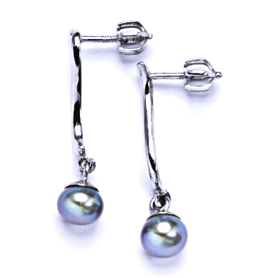 Náušnice stříbrné s přírodní šedozelenou perlou NŠ 1227 pp