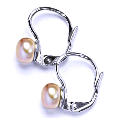 Náušnice stříbrné s přírodní růžovou perlou 6 mm, NK 1183 pp