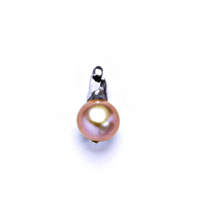 Zlatý přívěšek, bílé i žluté zlato , přírodní růžová perla - P 1104 /6 mm