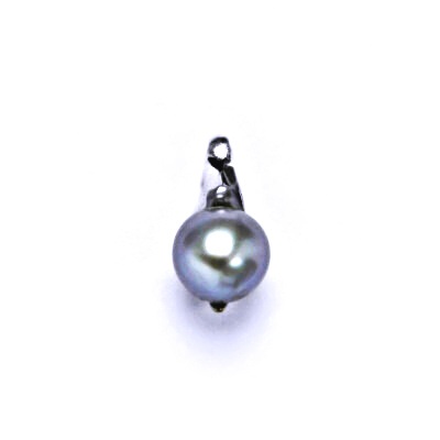 Zlatý přívěšek, bílé i žluté zlato , přírodní šedozelená perla - P 1104 /6 mm