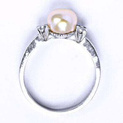 Stříbrný prsten s růžovou přírodní perlou 8 mm, T 1207