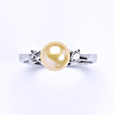 Stříbrný prsten s lososvou přírodní perlou 8 mm, T 1207 pp