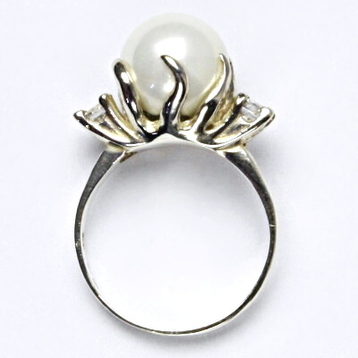 Stříbrný prsten s um. perlou, prsten ze stříbra, bílá perla se skutečným perleťovým leskem T 1190
