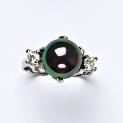 Stříbrný prsten s um. perlou, prsten ze stříbra, černá perla se skutečným perleťovým leskem T 1190 