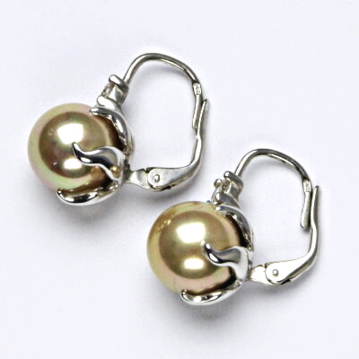 Náušnice s um. perlami, náušnice ze stříbra, champagne perla se skutečným perleťovým leskem NK 1190 