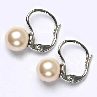 Náušnice s um. perlami, náušnice ze stříbra, růžová perla se skutečným perleťovým leskem NK 1183 