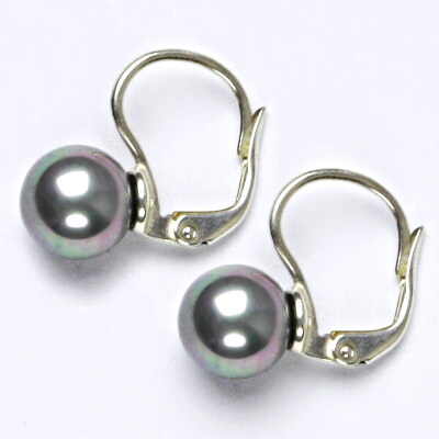 Náušnice s um. perlami, náušnice ze stříbra, stříbrná perla se skutečným perleťovým leskem NK 1183 