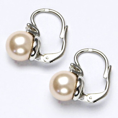 Náušnice s um. perlami, náušnice ze stříbra,sv.růžová perla se skutečným perleťovým leskem NK 1207