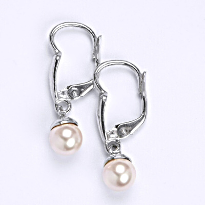 Stříbrné náušnice se Swarovski perlou rosaline 6 mm, NK 1397/20
