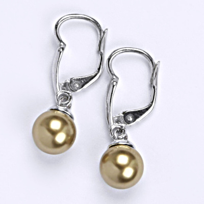 Stříbrné náušnice se Swarovski perlou bronze 8 mm, NK 1397/20