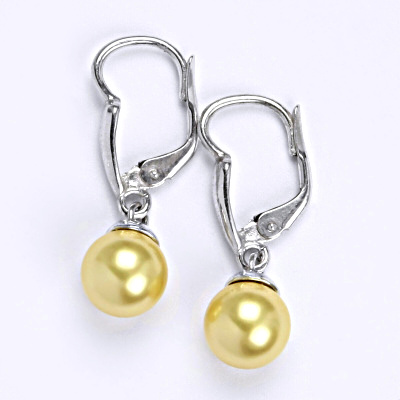 Stříbrné náušnice se Swarovski perlou gold 8 mm, NK 1397/20