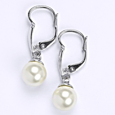 Stříbrné náušnice se Swarovski perlou white 8 mm, NK 1397/20