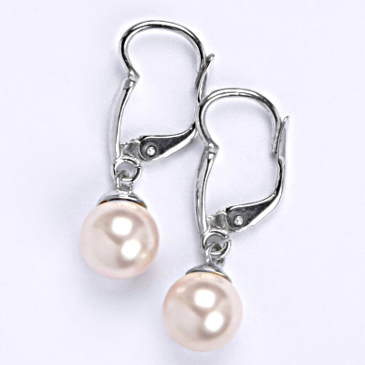 Stříbrné náušnice se Swarovski perlou rosaline 8 mm, NK 1397/20