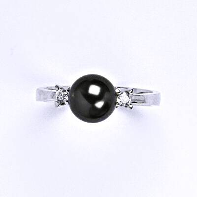 Stříbrný prsten se Swarovski black perlou 8 mm, T 1207