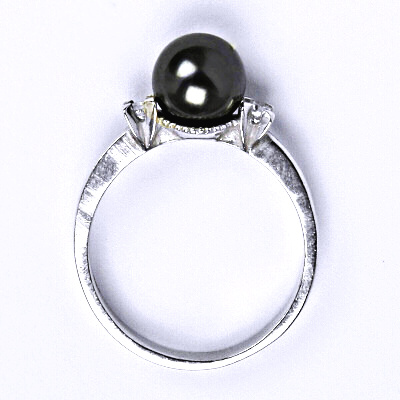 Stříbrný prsten se Swarovski black perlou 8 mm, T 1207