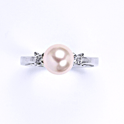 Zlatý prsten, Swarovski perla Rosaline 8 mm, bílé i žluté zlato - T 1207