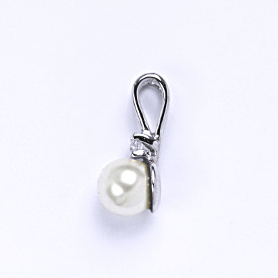 Stříbrný přívěšek se Swarovski bílou perlou 6 mm, P 1243