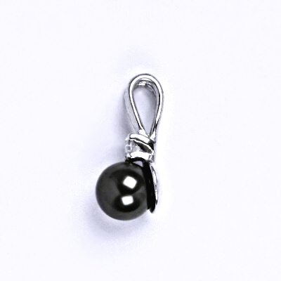 Stříbrný přívěšek se Swarovski black perlou 6 mm, P 1243
