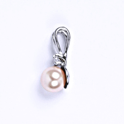 Stříbrný přívěšek se Swarovski rosaline perlou 6 mm, P 1243