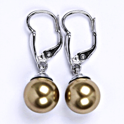 Stříbrné náušnice se Swarovski perlou bronze 10 mm, NK 1194/20