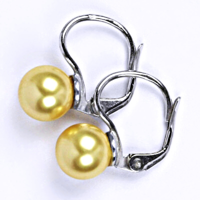 Stříbrné náušnice se Swarovski perlou gold 8 mm, NK 1183