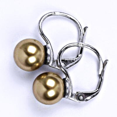 Stříbrné náušnice se Swarovski perlou bronze 8 mm, NK 1183